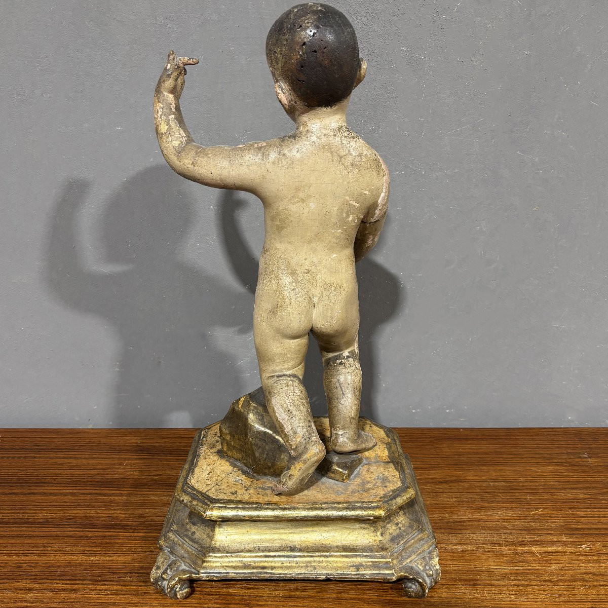Scultura lignea XVIII secolo Gesù Bambino Benedicente-photo-2