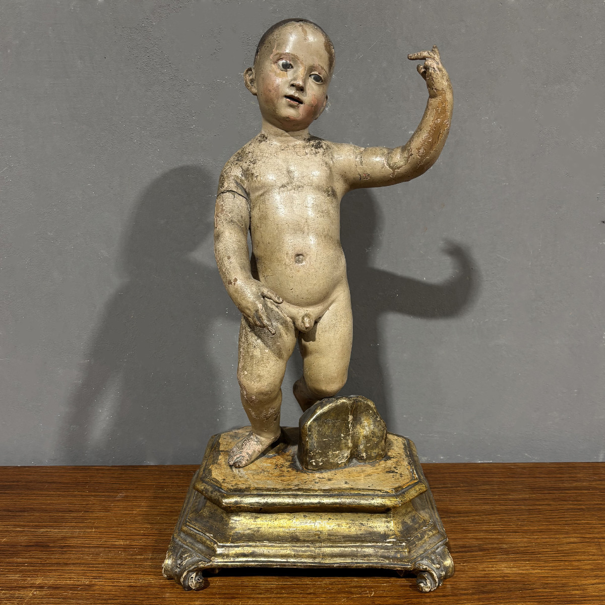 Scultura lignea XVIII secolo Gesù Bambino Benedicente