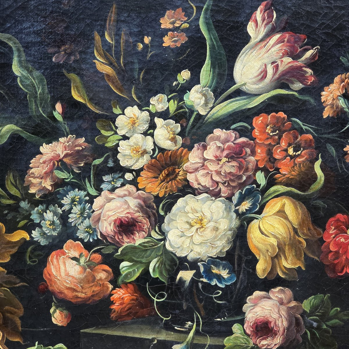 Antico Dipinto Natura morta con fiori e frutta-photo-4