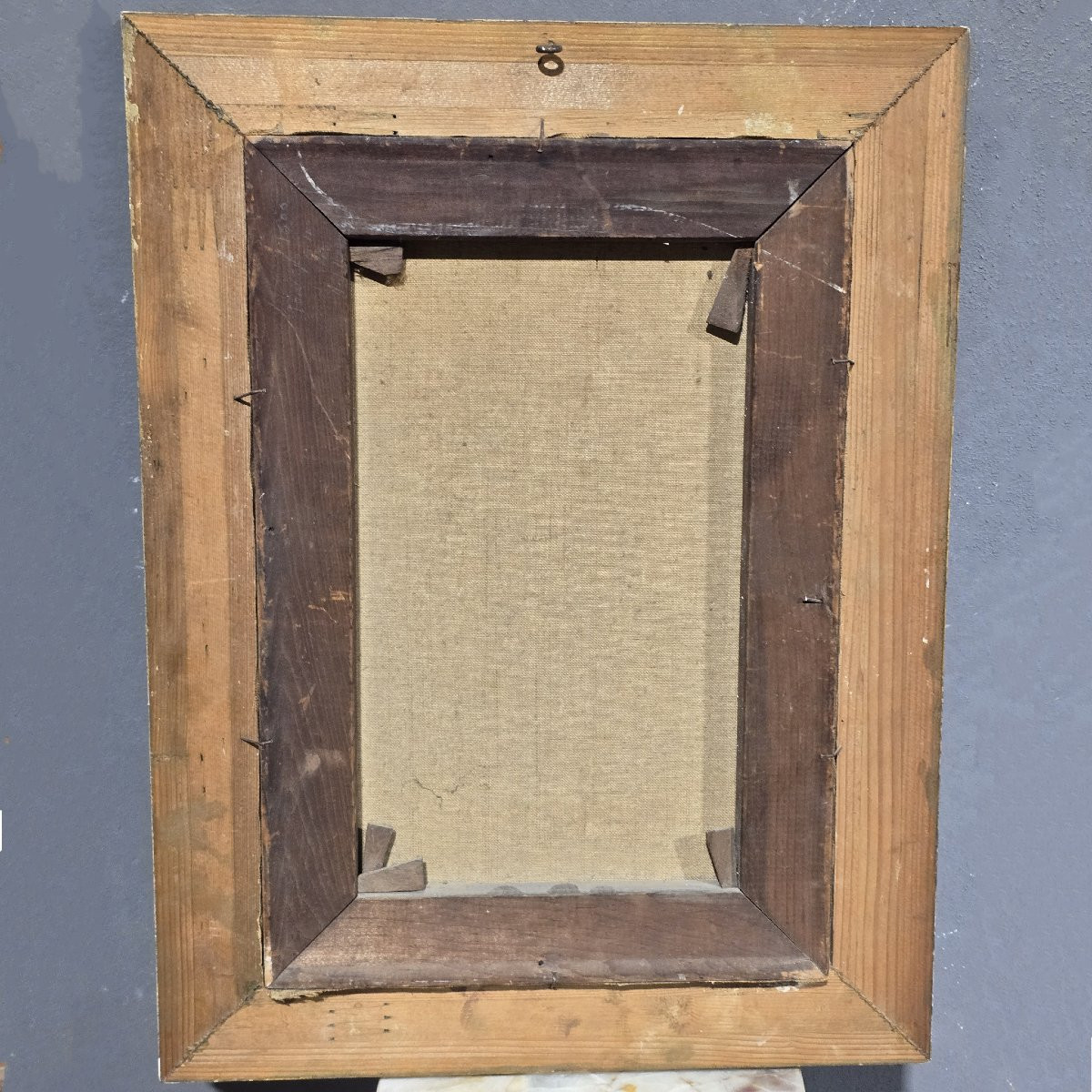 Dipinto olio su tela Pescatore su scoglio, XIX secolo-photo-4