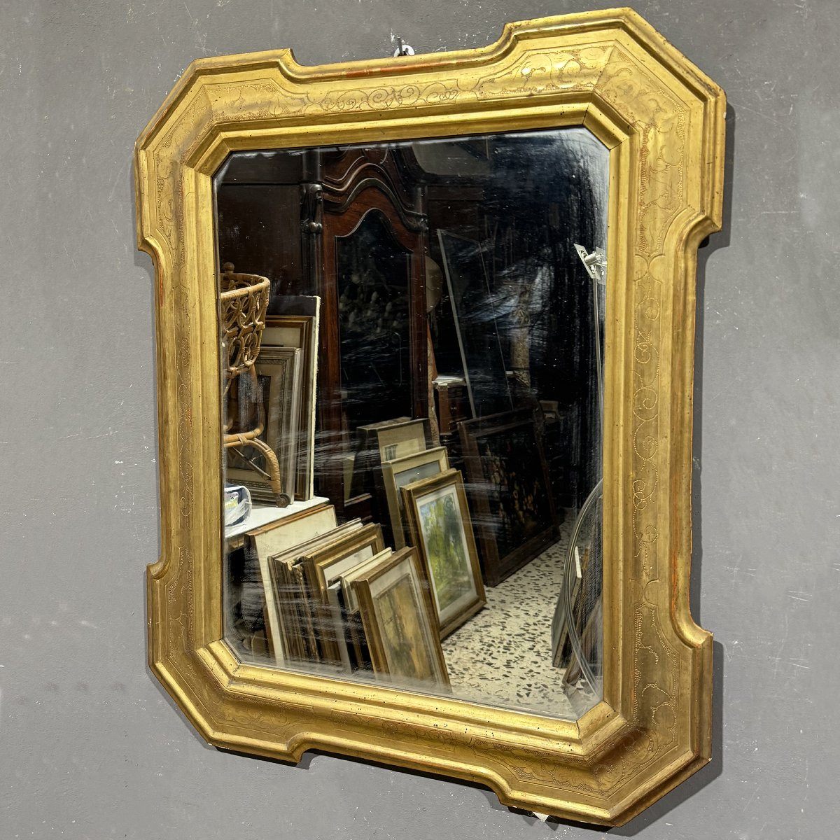 Specchiera a foglia oro in stile Carlo X-photo-6