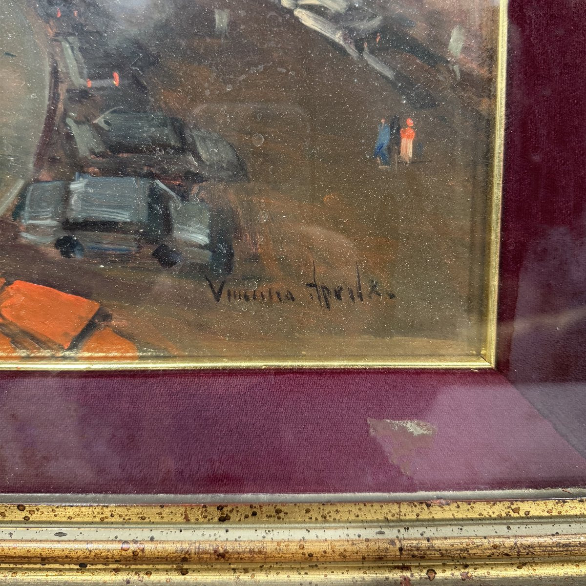 Veduta di Piazza Dante - olio su tavola-photo-1