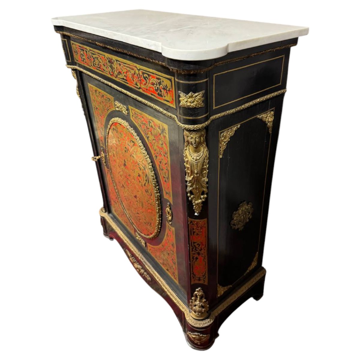 Credenzina decorata a Boulle dell’epoca di Napoleone III-photo-3