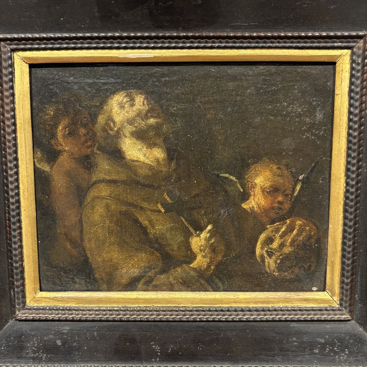 Estasi di San Francesco, dipinto ad olio del XVIII secolo-photo-3