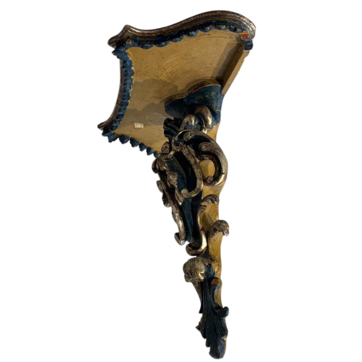 Consolle da parete in legno intagliato e dorato in stile rococò-photo-1