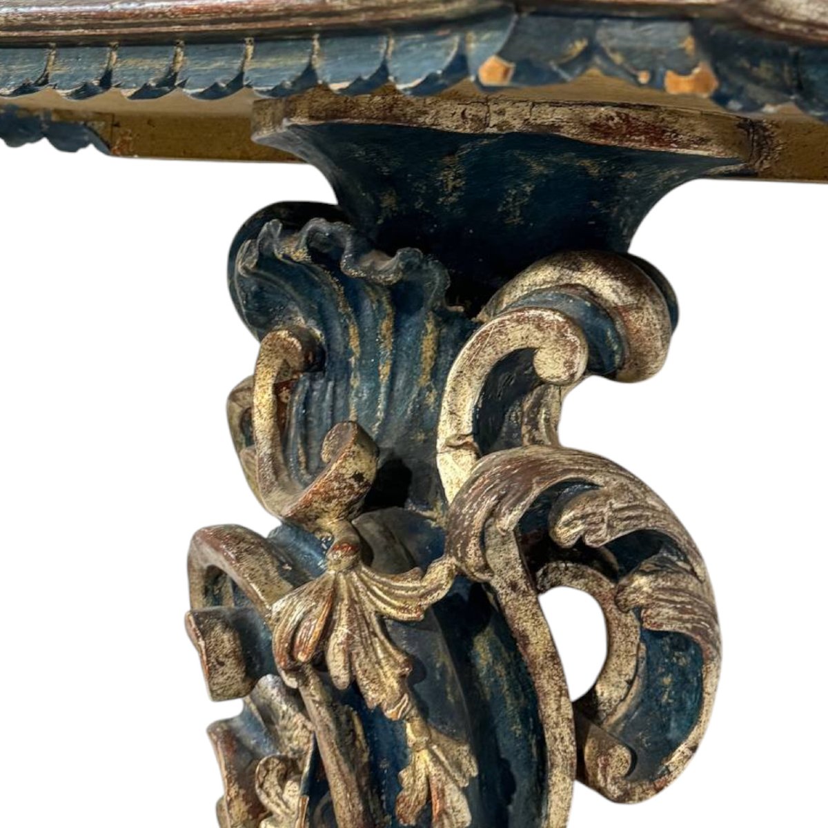 Consolle da parete in legno intagliato e dorato in stile rococò-photo-2