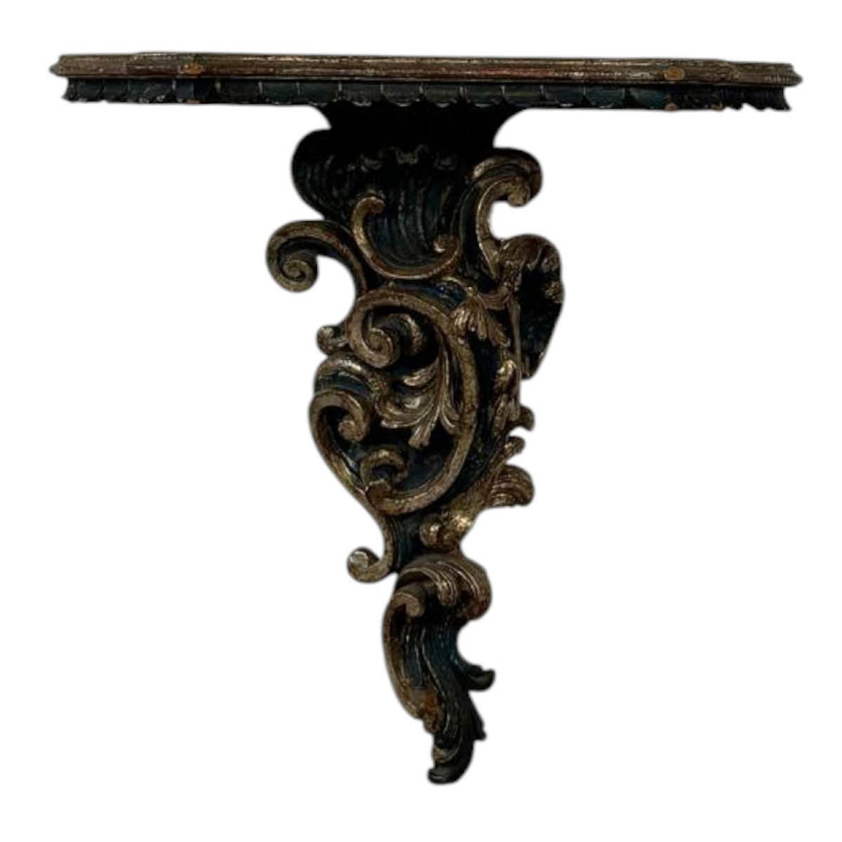 Consolle da parete in legno intagliato e dorato in stile rococò-photo-4