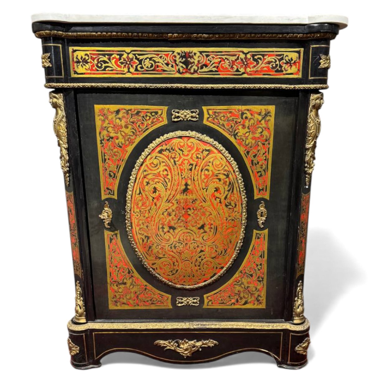 Credenzina decorata a Boulle dell’epoca di Napoleone III-photo-3