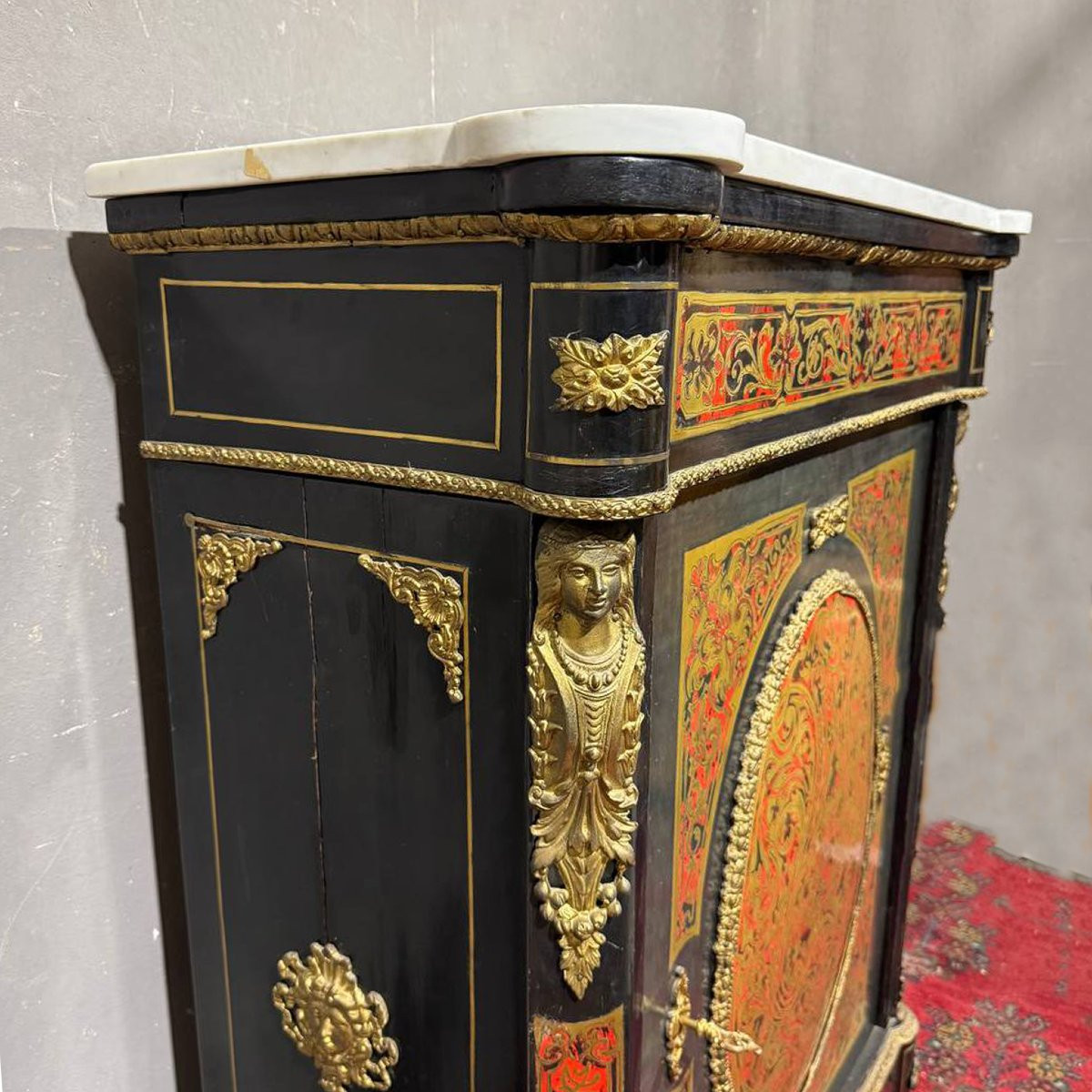 Credenzina decorata a Boulle dell’epoca di Napoleone III-photo-4