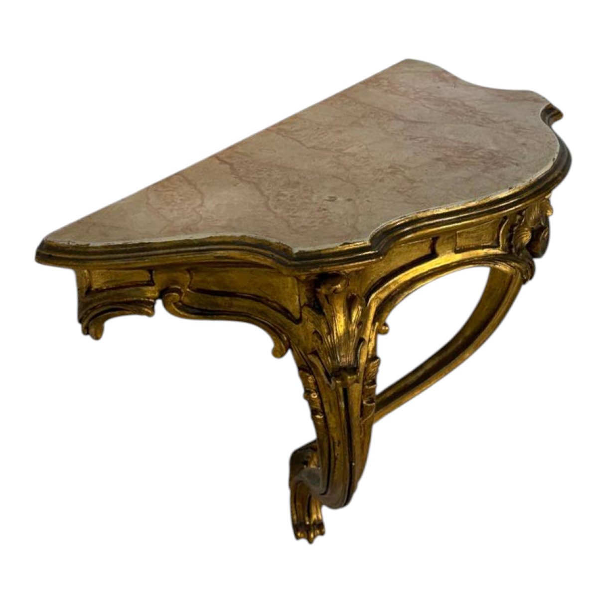 Consolle da parete in legno dorato-photo-6