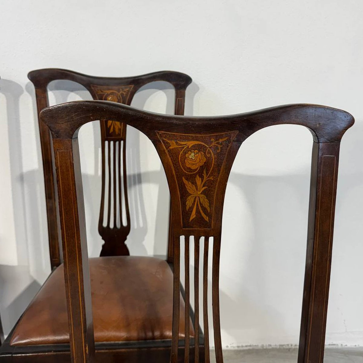 Antico gruppo di 4 sedie inglesi vittoriane in mogano-photo-2