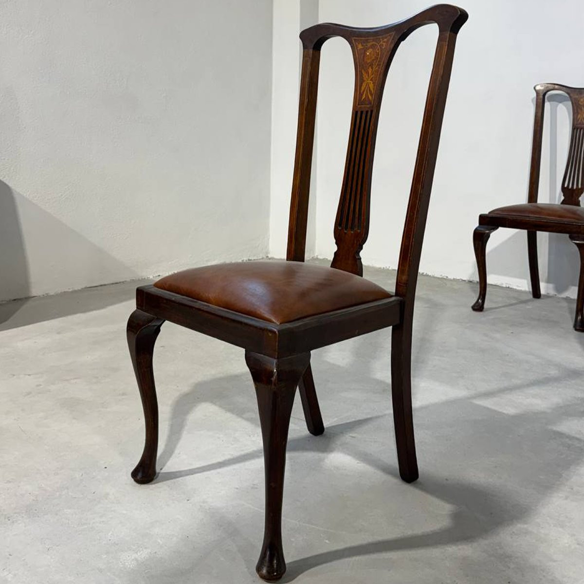 Antico gruppo di 4 sedie inglesi vittoriane in mogano-photo-3