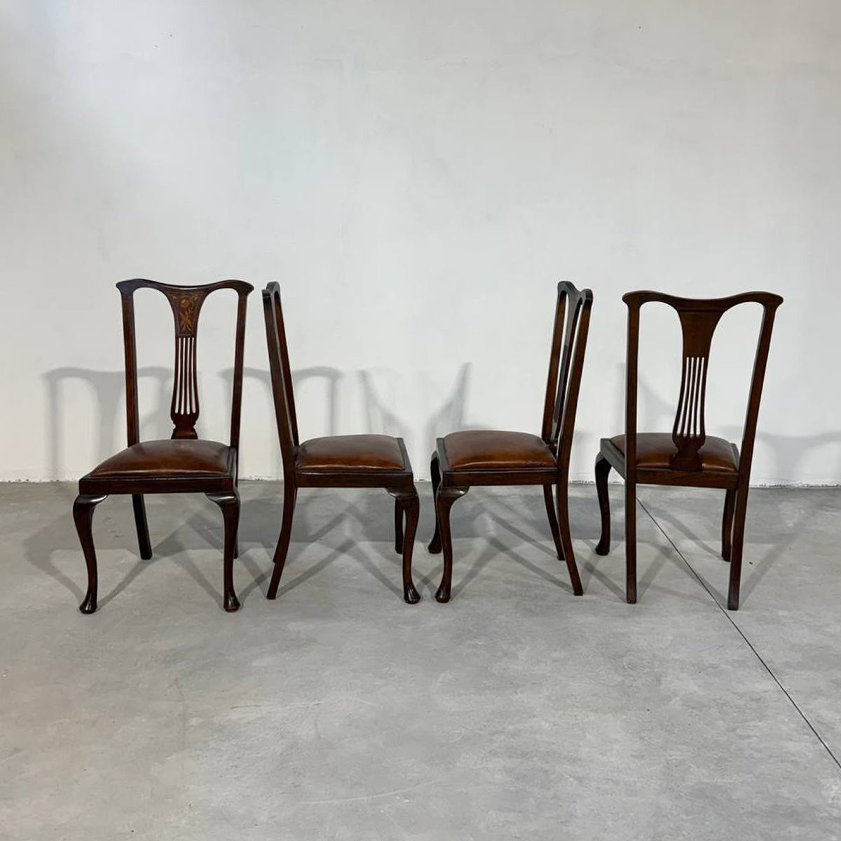 Antico gruppo di 4 sedie inglesi vittoriane in mogano-photo-6