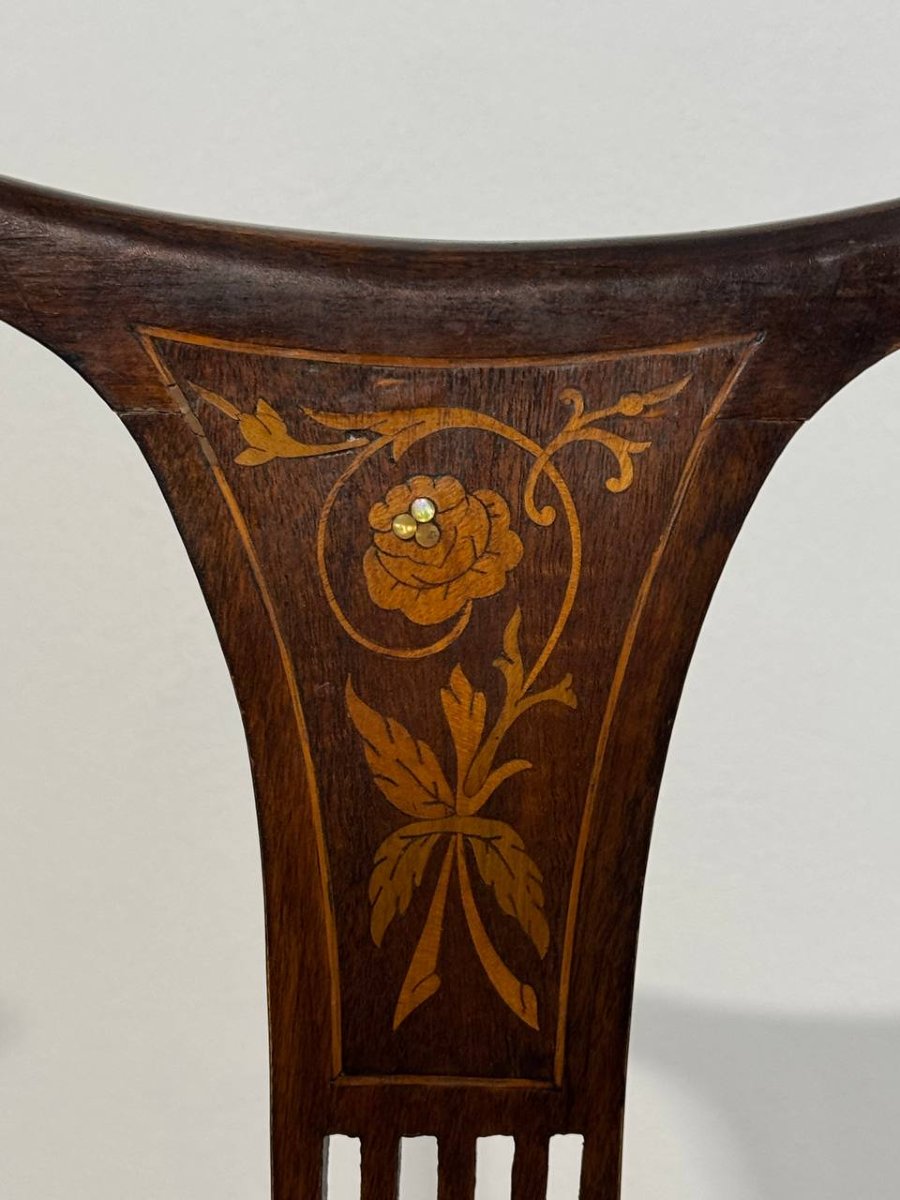 Antico gruppo di 4 sedie inglesi vittoriane in mogano-photo-8