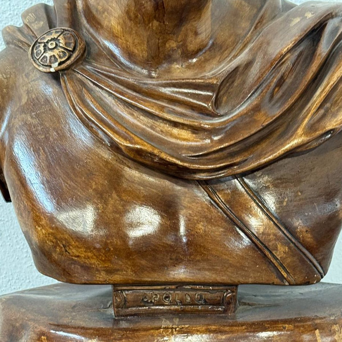 Busto di Apollo in terracotta patinata – scultura in stile neoclassico-photo-1