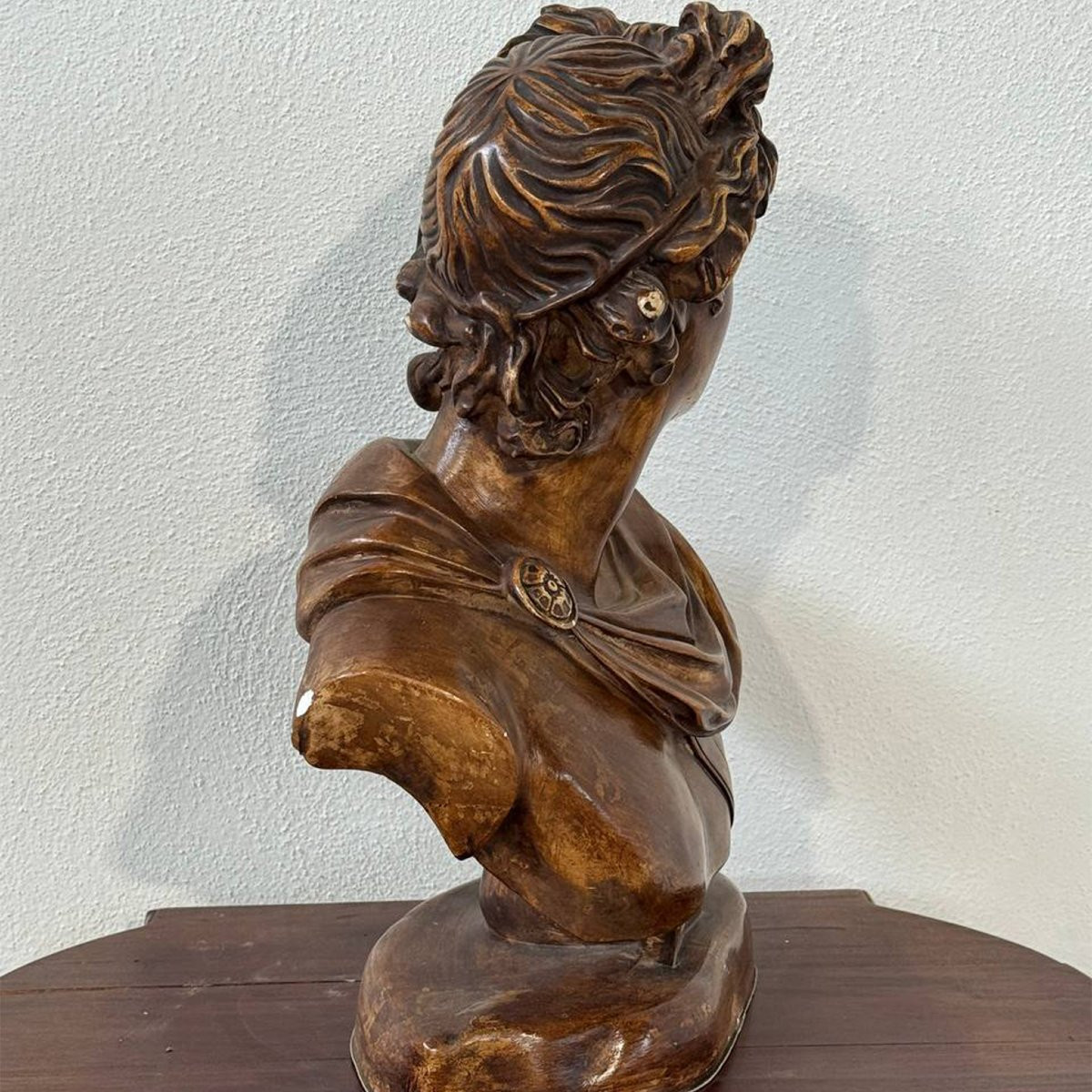Busto di Apollo in terracotta patinata – scultura in stile neoclassico-photo-5
