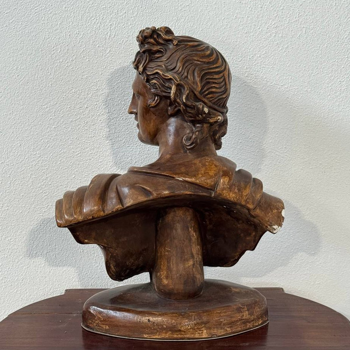 Busto di Apollo in terracotta patinata – scultura in stile neoclassico-photo-7