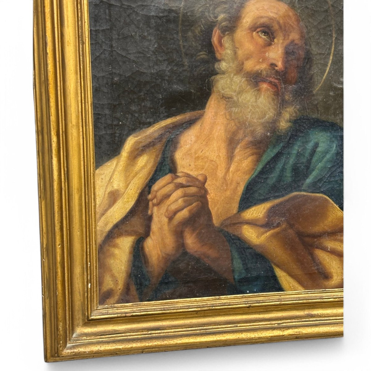 Il pentimento di San Pietro – Olio su tela del XIX secolo, Scuola italiana, Dipinto religioso-photo-1