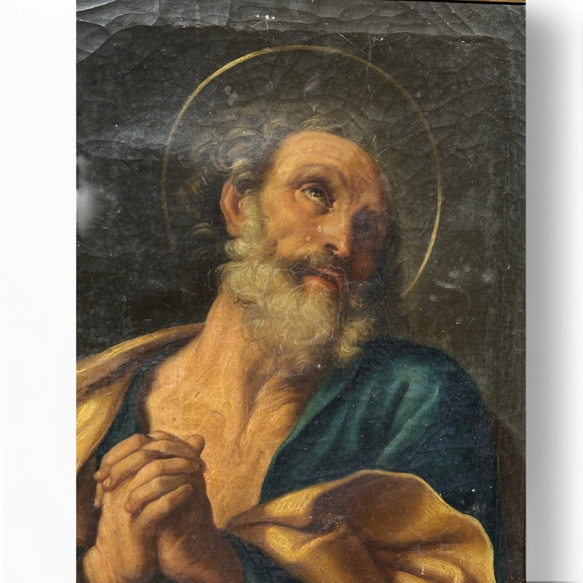 Il pentimento di San Pietro – Olio su tela del XIX secolo, Scuola italiana, Dipinto religioso-photo-2