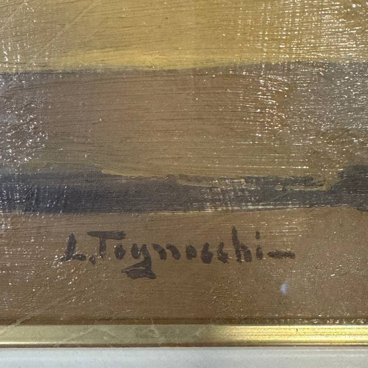 Lio Tognocchi – Natura morta con bottiglie e libro, olio su tela firmato, XX secolo-photo-4