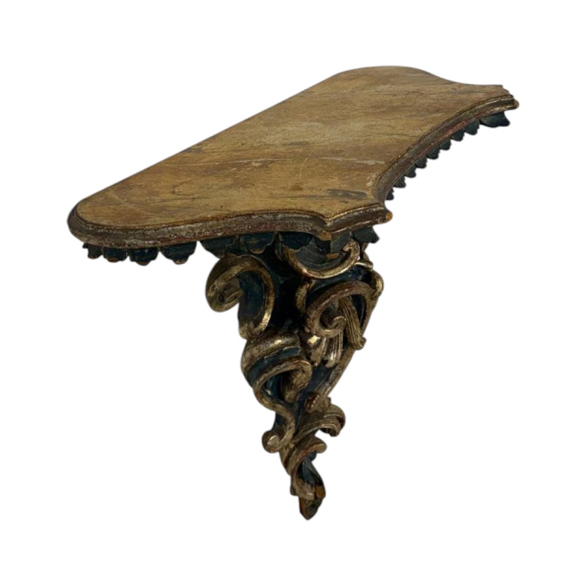 Consolle da parete in legno intagliato e dorato in stile rococò-photo-2