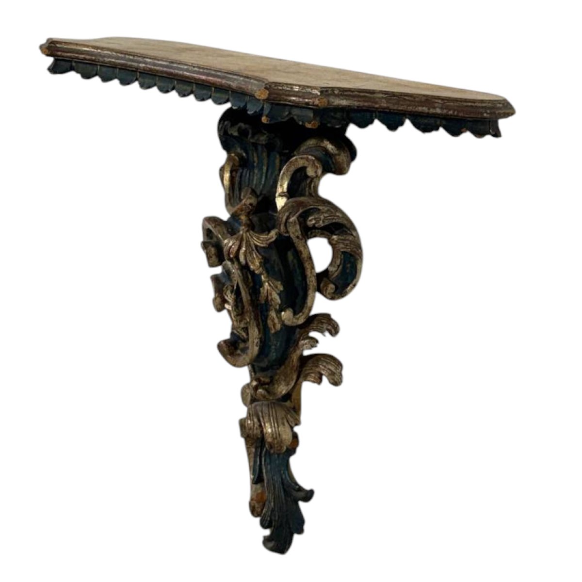 Consolle da parete in legno intagliato e dorato in stile rococò-photo-4