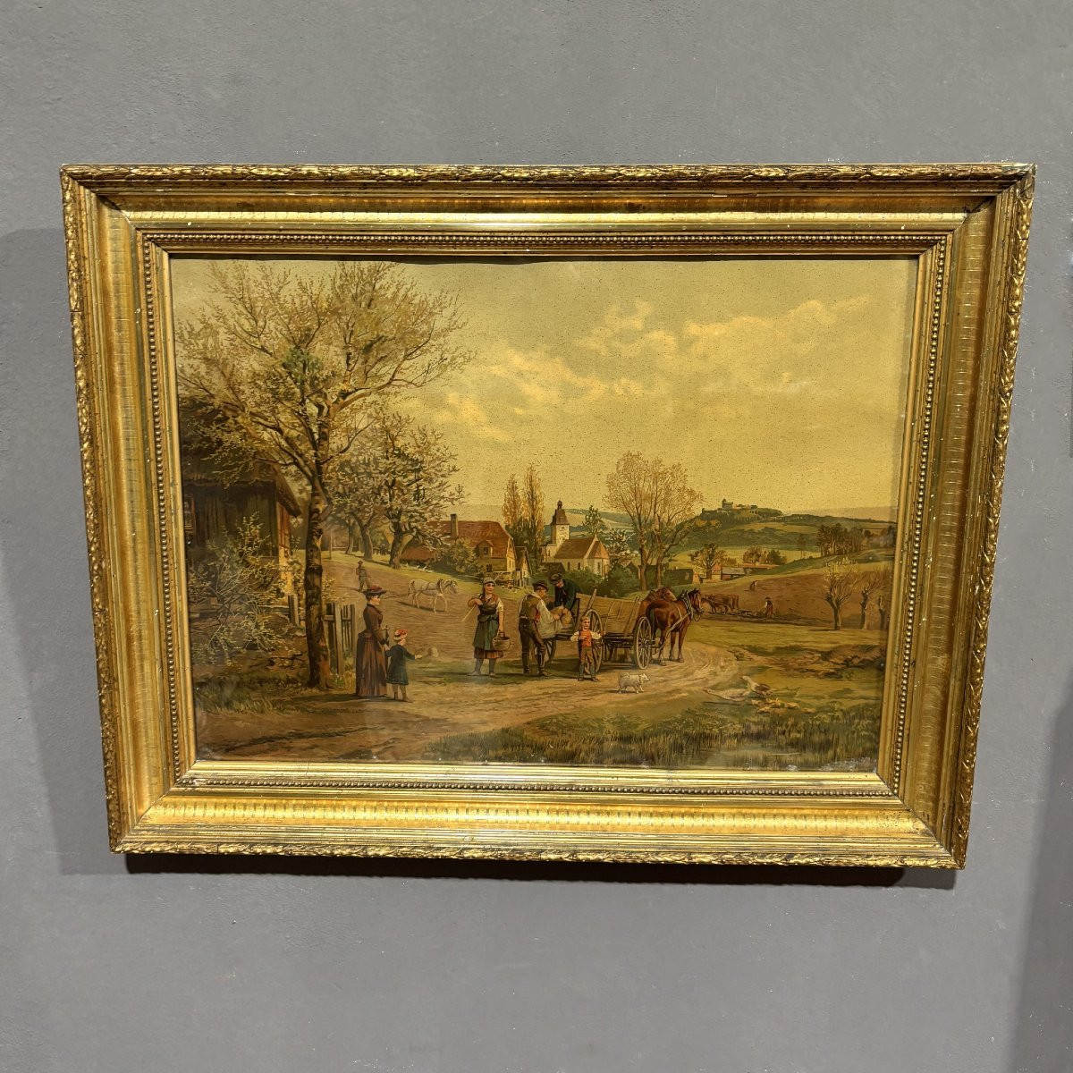 Set di quattro Litografie a colori del XIX secolo in cornici a foglia oro-photo-1