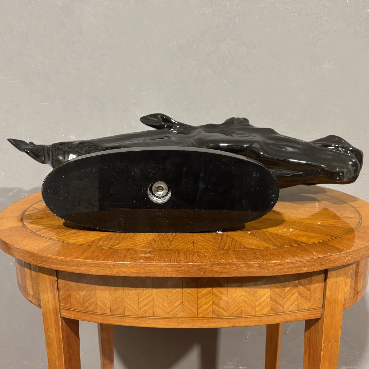 Scultura testa di cavallo in ceramica nera lucida-photo-1