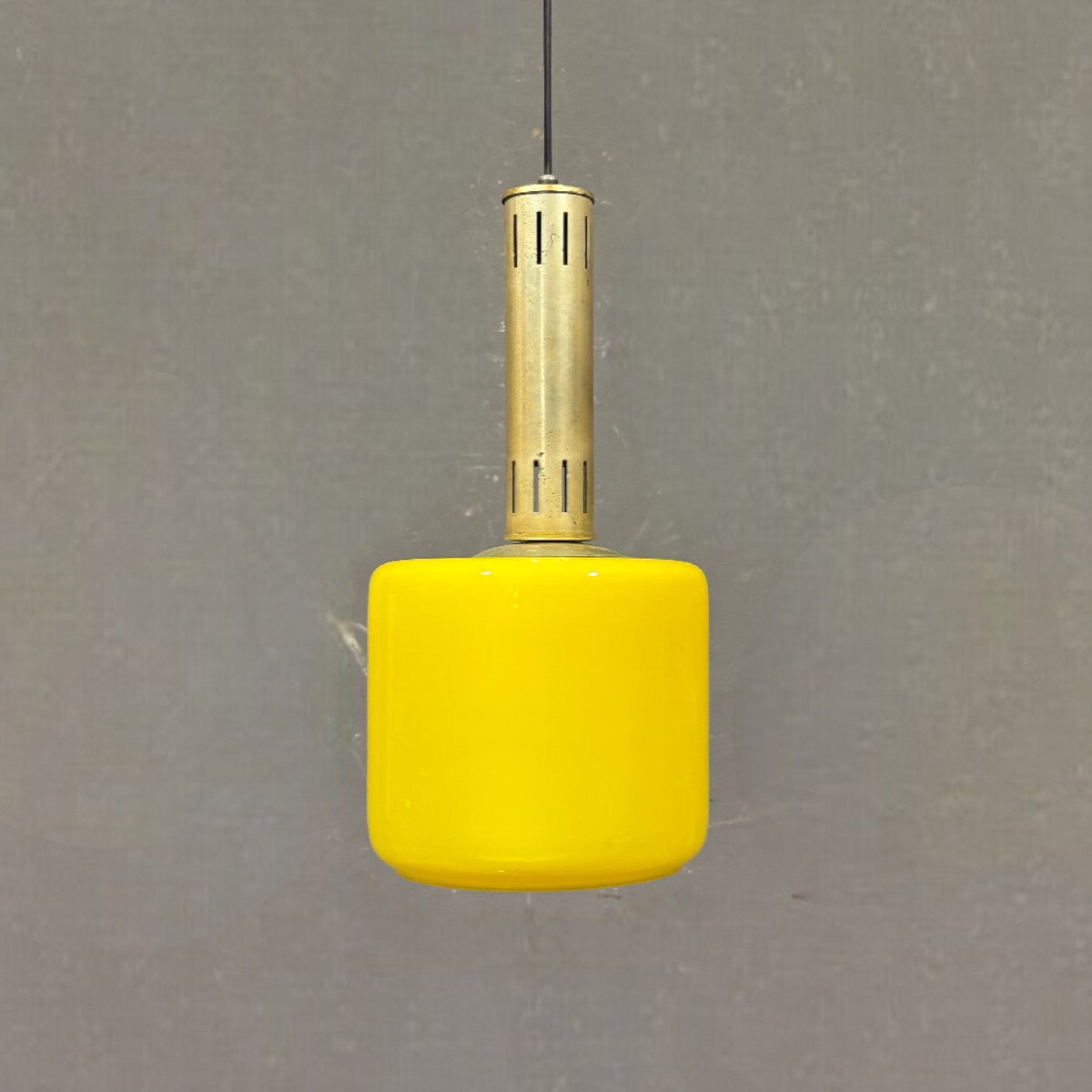 Lampada a sospensione in vetro giallo Stilnovo Vetro