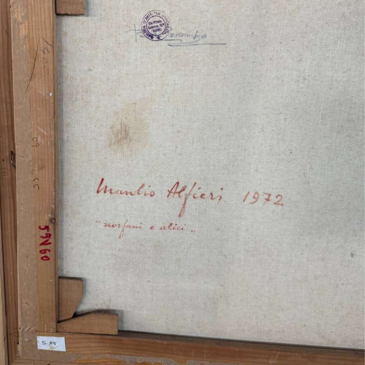 Manlio Alfieri – Dipinto su tela firmato – Natura morta Scorfano e alici-photo-5