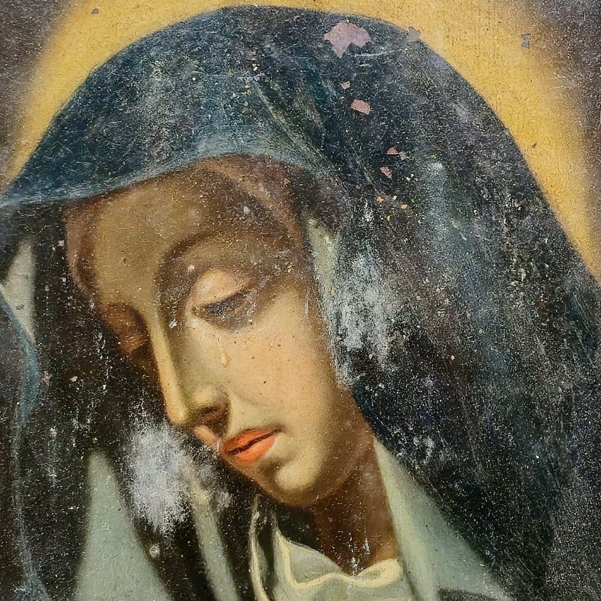 Madonna del dito – Antico dipinto su rame XVIII secolo (Italia)-photo-3
