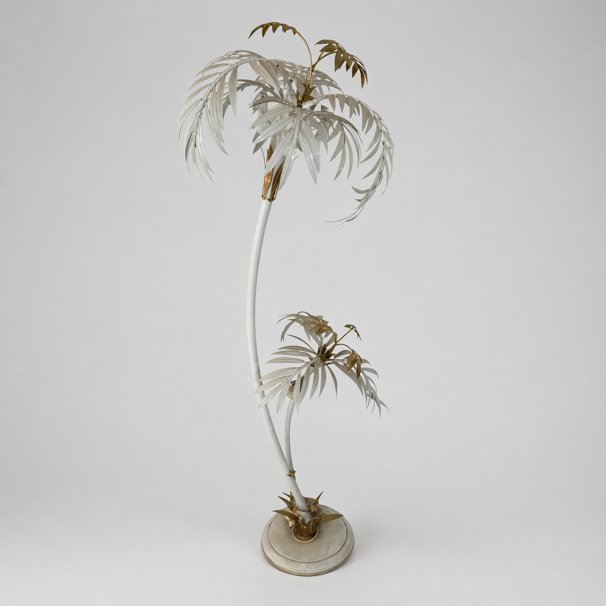 Importante lampada a palma italiana anni ’60 in ferro e ottone