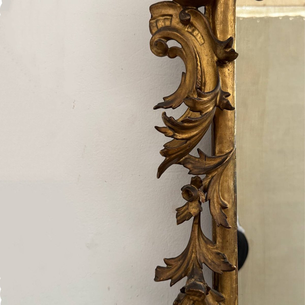 Elegante specchiera antica in legno dorato a foglia d'oro-photo-2