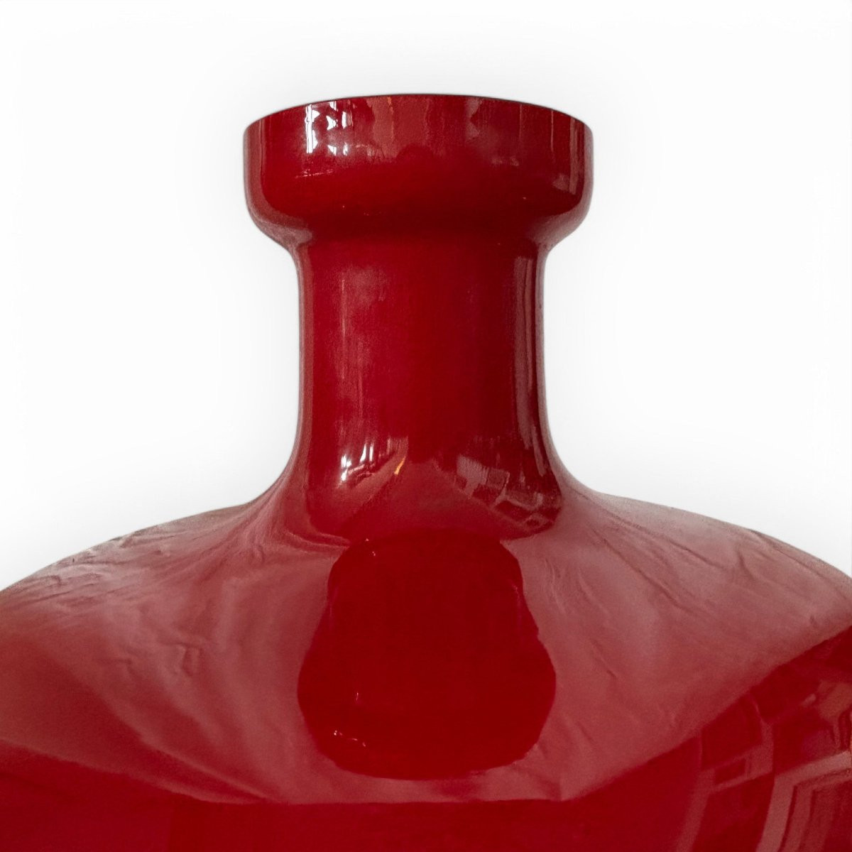 Vaso di design in vetro di Murano rosso rubino anni ’60-photo-2
