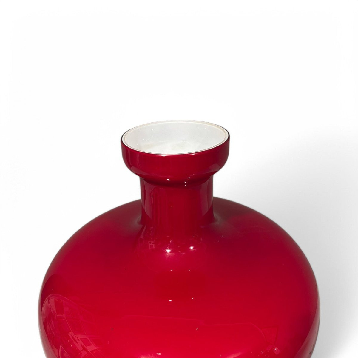 Vaso di design in vetro di Murano rosso rubino anni ’60-photo-3
