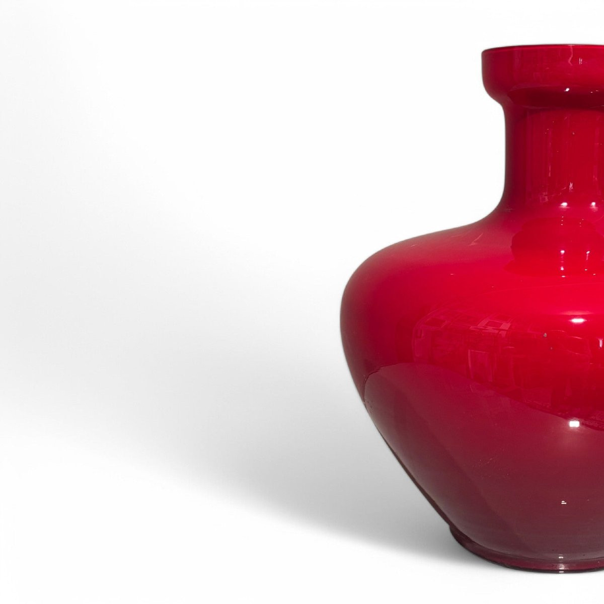 Vaso di design in vetro di Murano rosso rubino anni ’60-photo-4