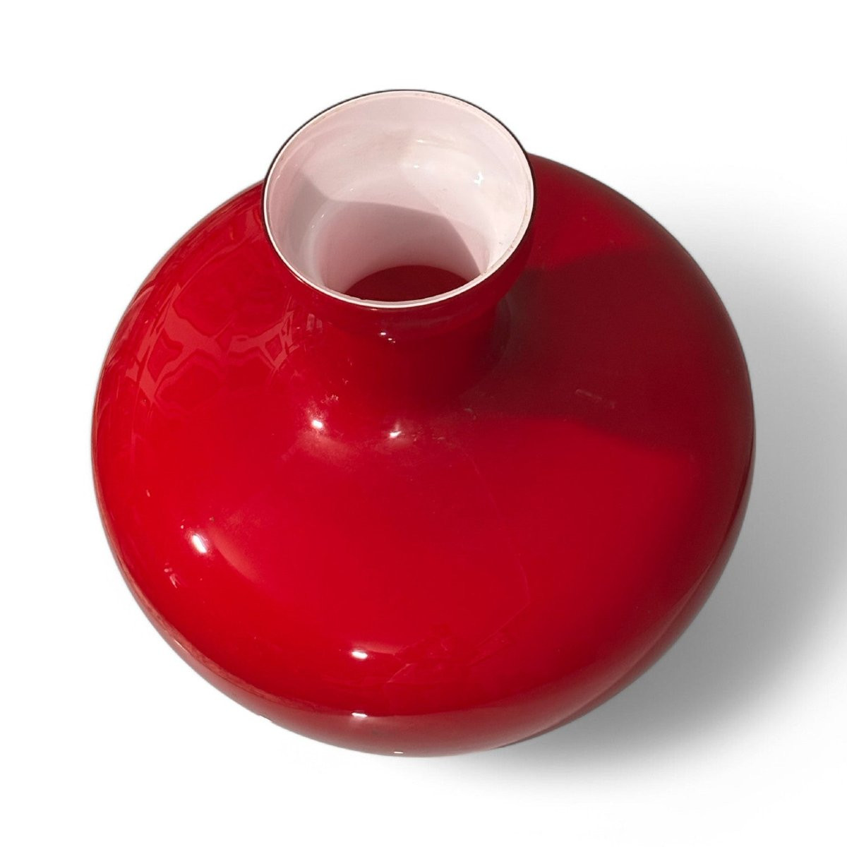 Vaso di design in vetro di Murano rosso rubino anni ’60-photo-5