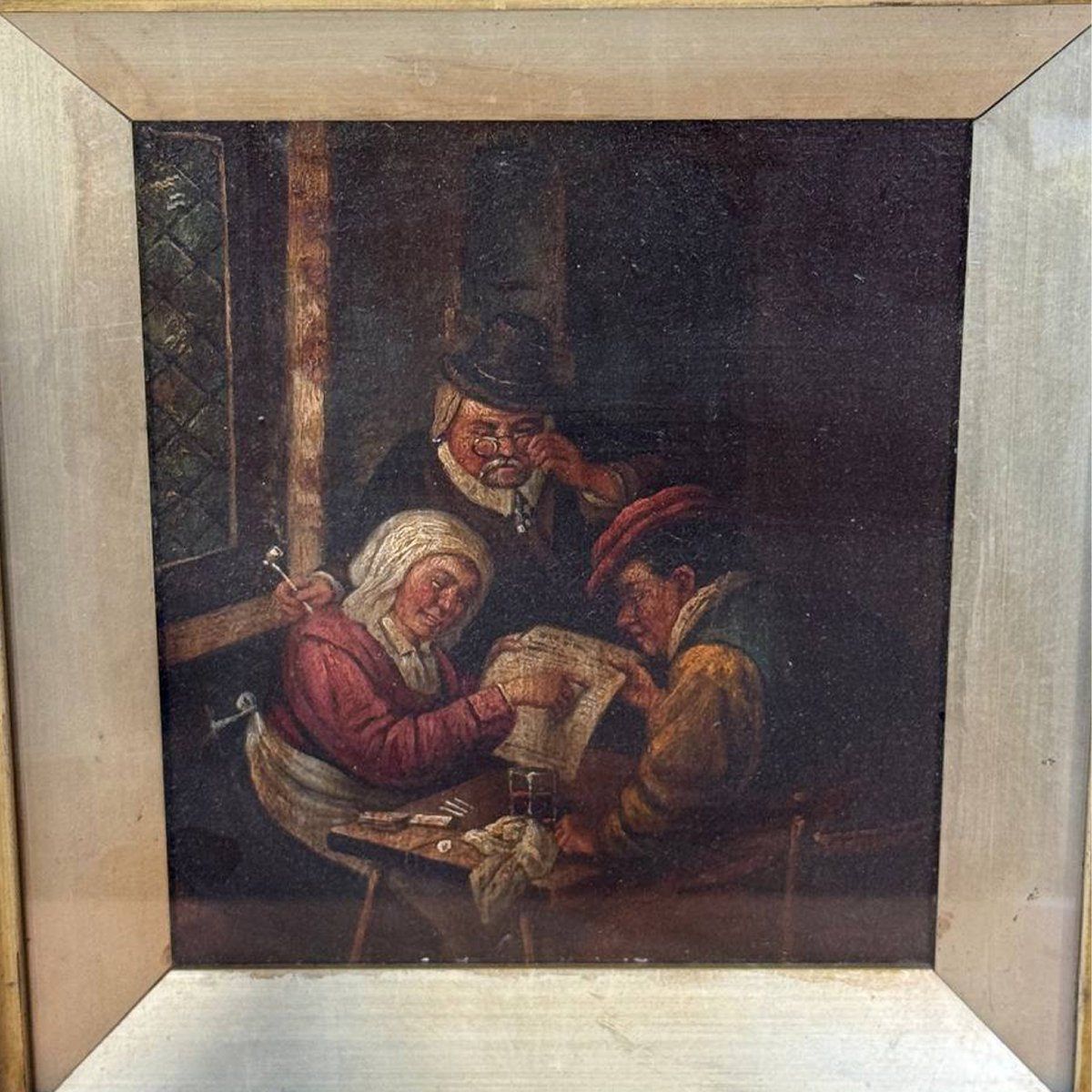 Scena d’Interno con Figure – Atmosfera Intima di Gusto Antico olio su tavola-photo-2