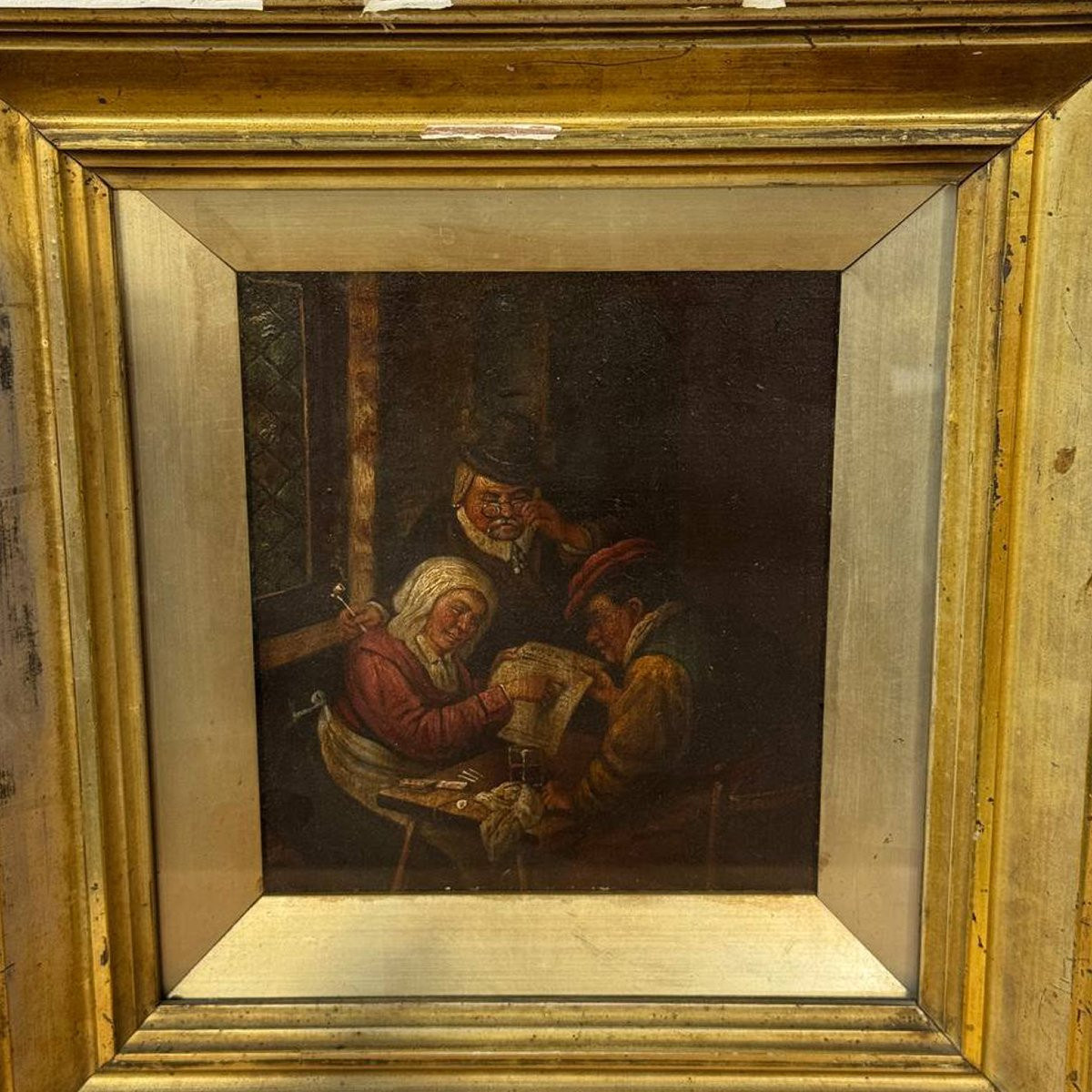 Scena d’Interno con Figure – Atmosfera Intima di Gusto Antico olio su tavola-photo-3