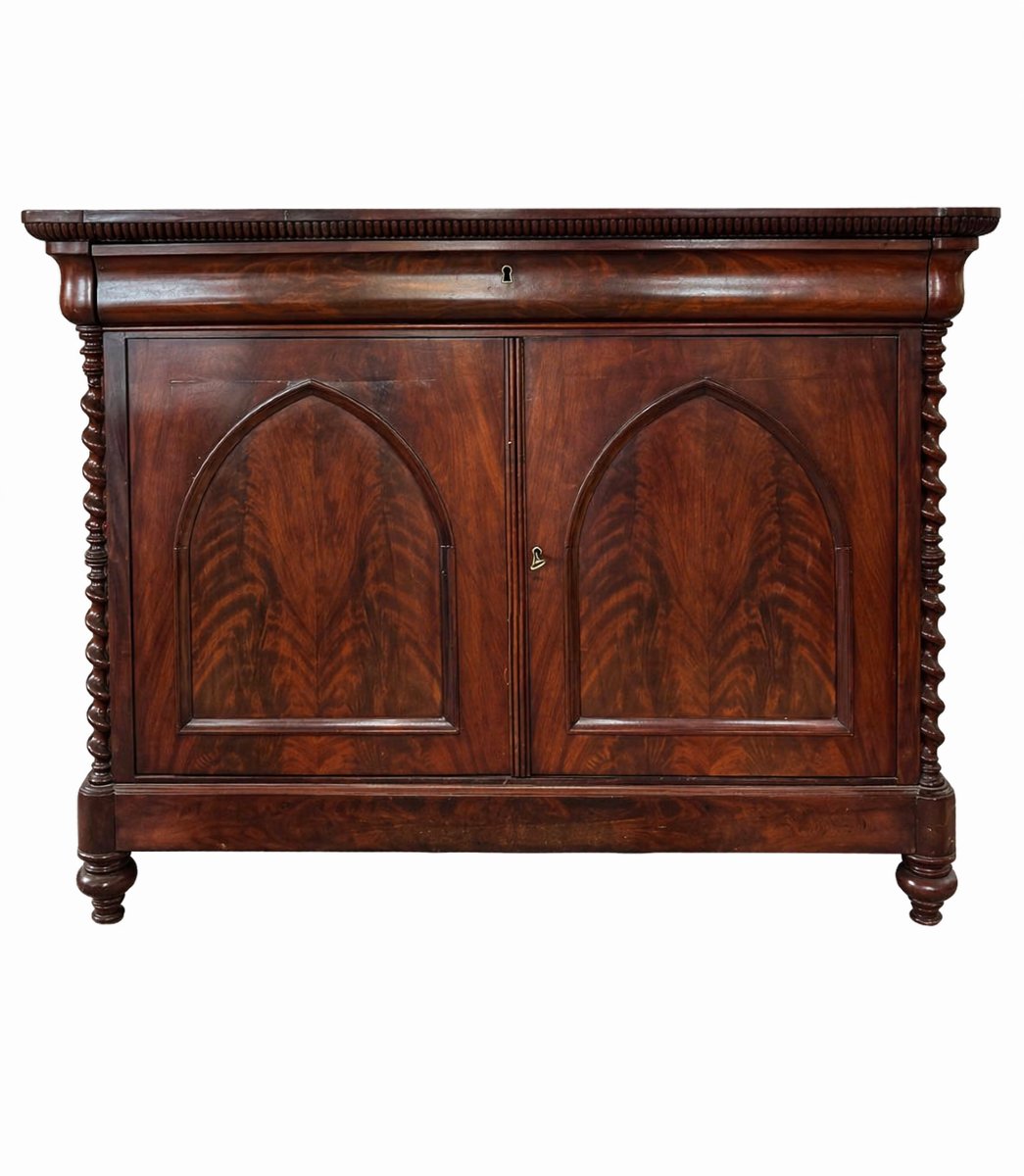 Servantina a due ante in piuma di mogano-photo-2