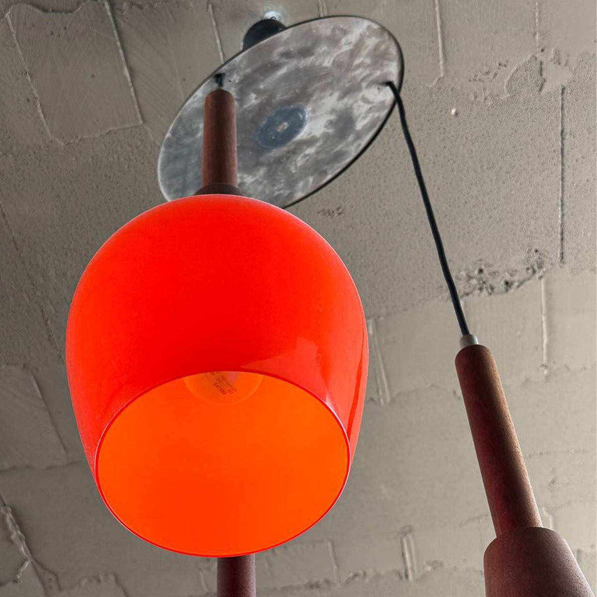 Lampadario design italiano anni ’60/’70 in vetro colorato di gusto Vistosi-photo-3