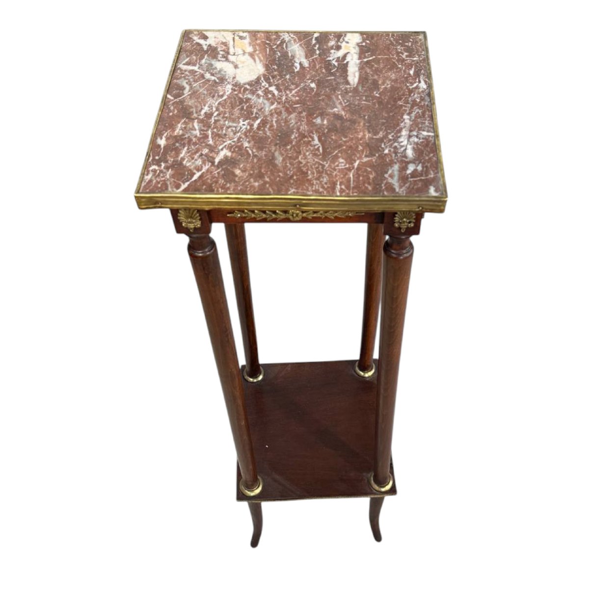 Antica Alzatina Napoleone III in Marmo Rosso Francia e Bronzi Dorati – XIX Secolo-photo-1