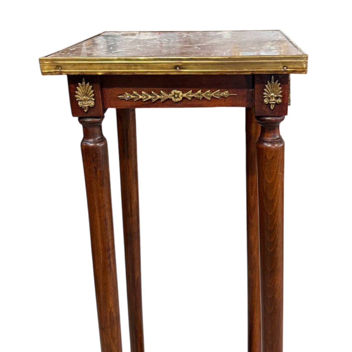Antica Alzatina Napoleone III in Marmo Rosso Francia e Bronzi Dorati – XIX Secolo-photo-5