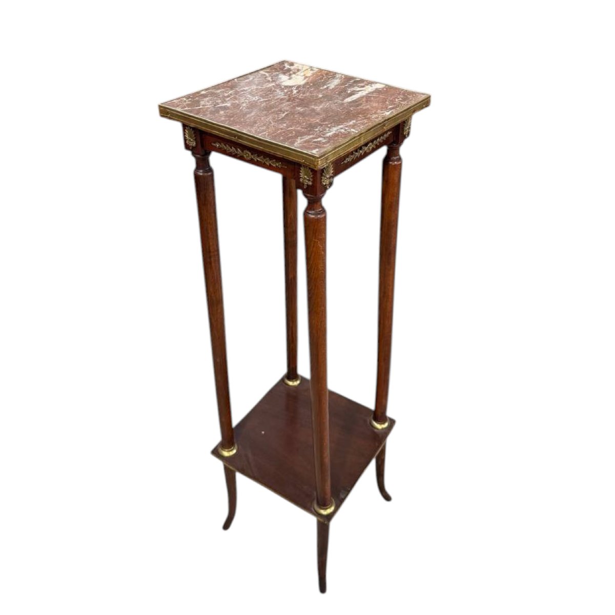 Antica Alzatina Napoleone III in Marmo Rosso Francia e Bronzi Dorati – XIX Secolo-photo-7