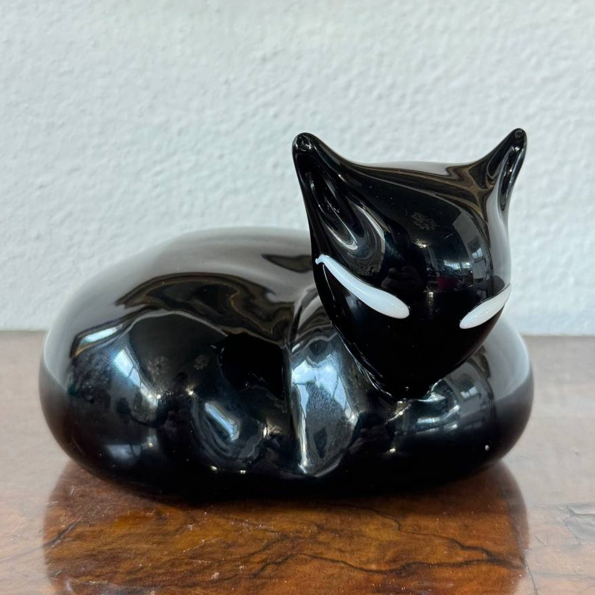 Scultura gatto in vetro di Murano nero lucido-photo-3