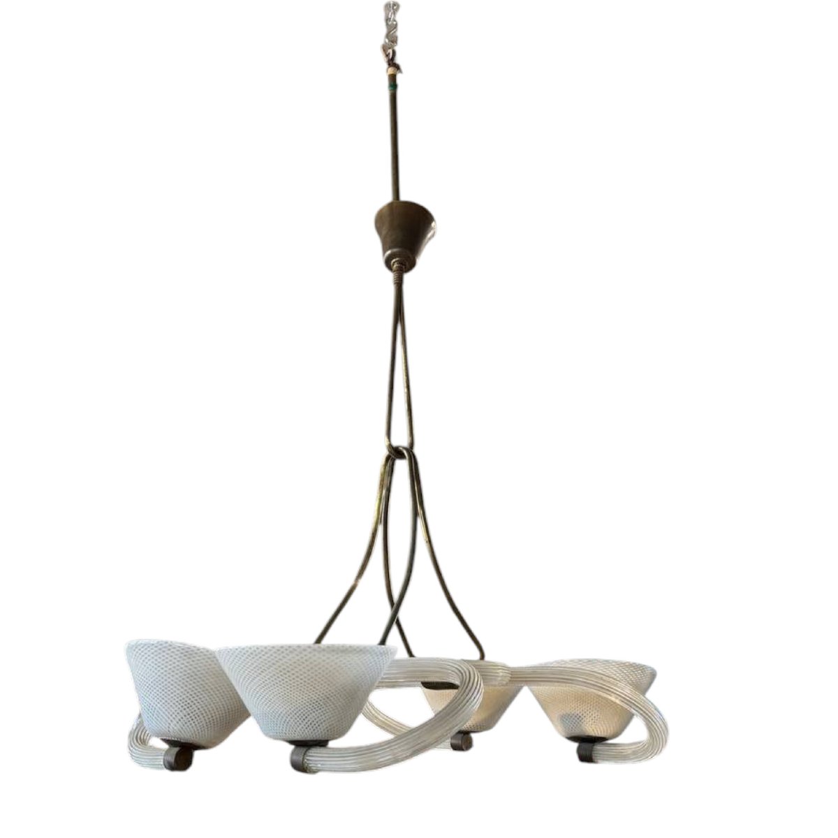 Lampadario in vetro di Murano attribuito a Barovier e Toso,  design italiano-photo-2