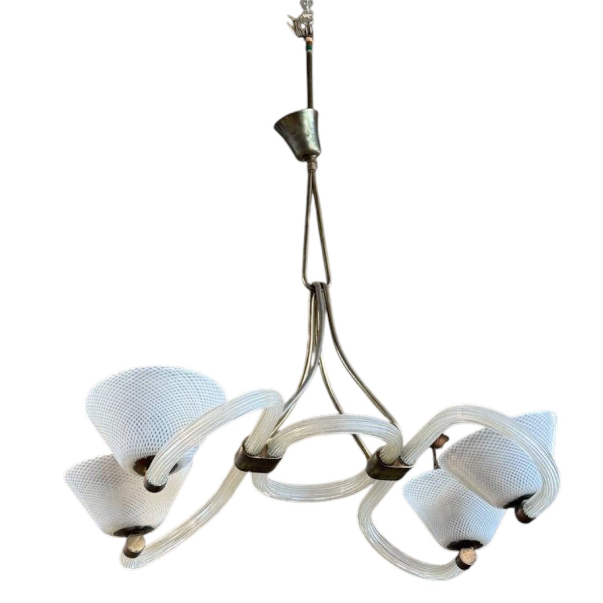 Lampadario in vetro di Murano attribuito a Barovier e Toso,  design italiano-photo-3