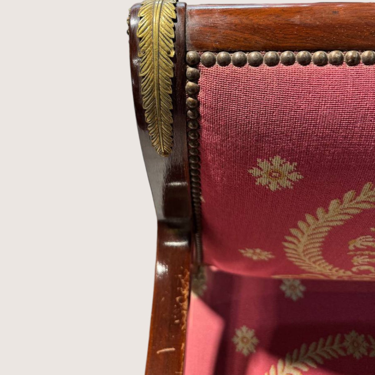 Coppia di poltrone Impero Napoleone III in legno e bronzo dorato-photo-2