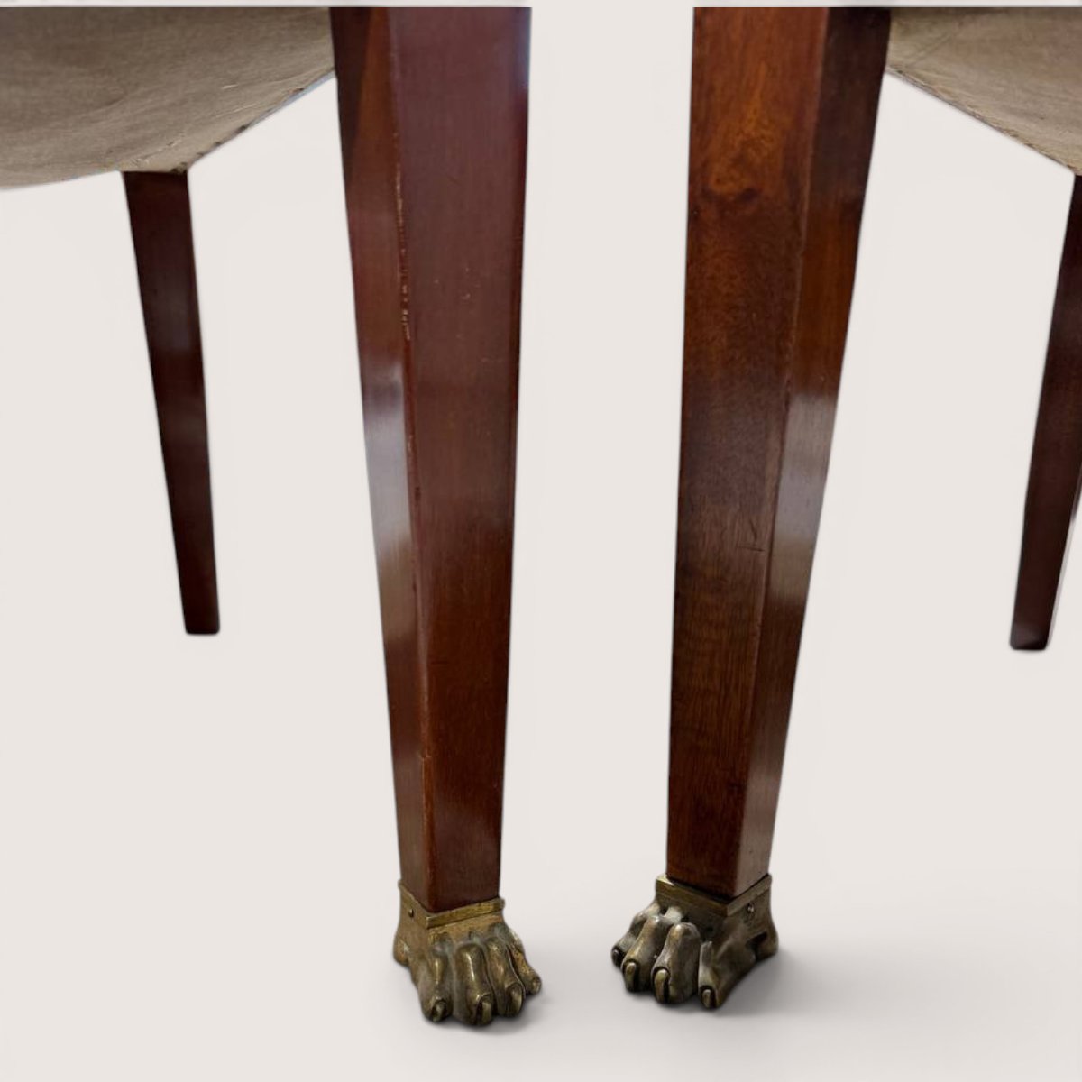 Coppia di poltrone Impero Napoleone III in legno e bronzo dorato-photo-4