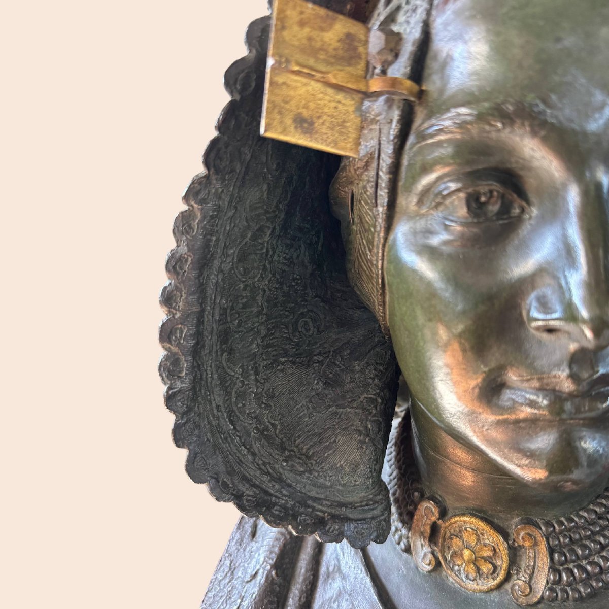 Costantino Barbella (1852–1925) – Importante busto femminile in bronzo firmato-photo-3